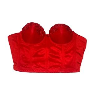 Fashion Forms Women’s 36B Red Floral Corset Top Papped Satin Feminine Coquette